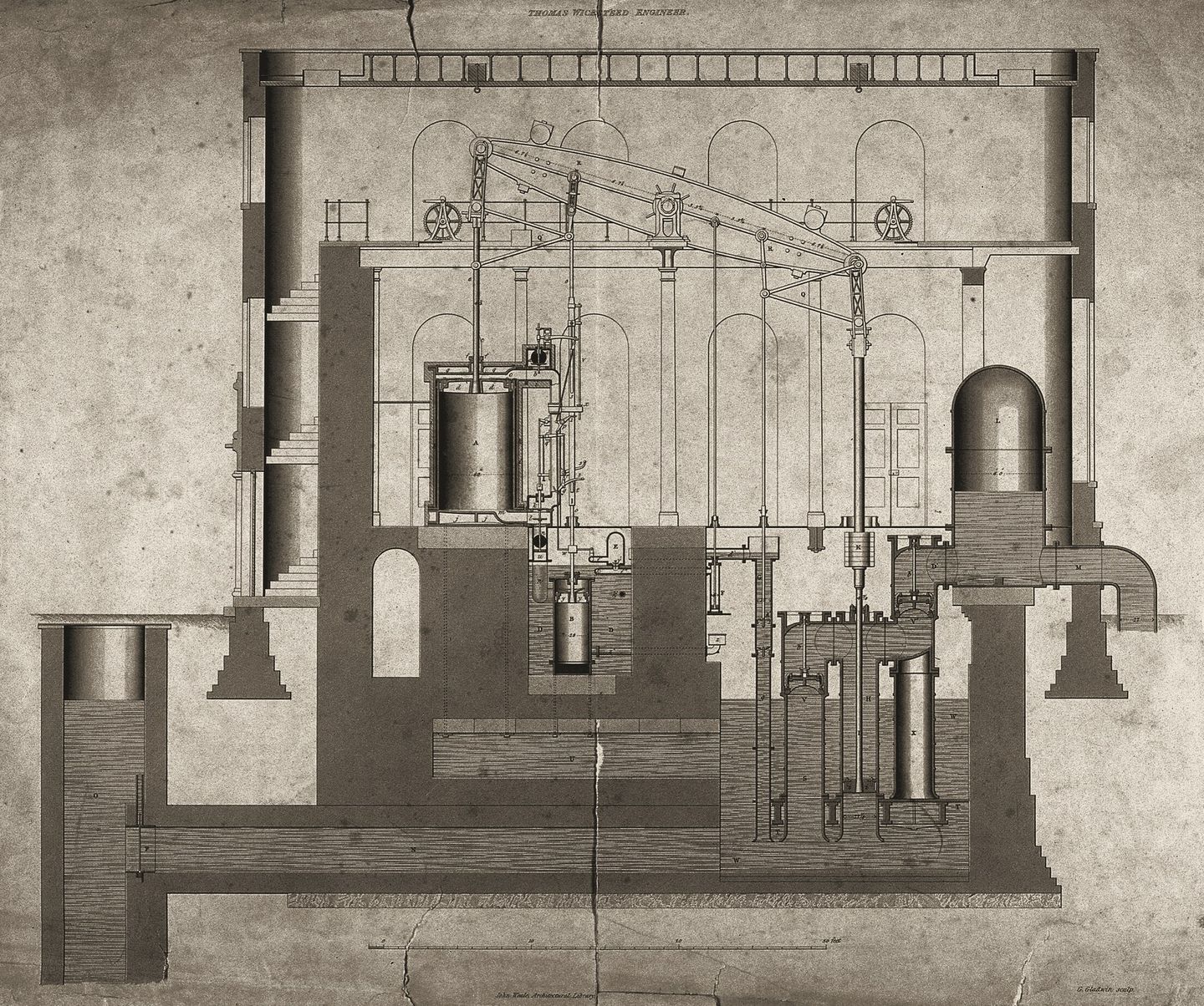 Engraving of a Boulton and Watt steam engine