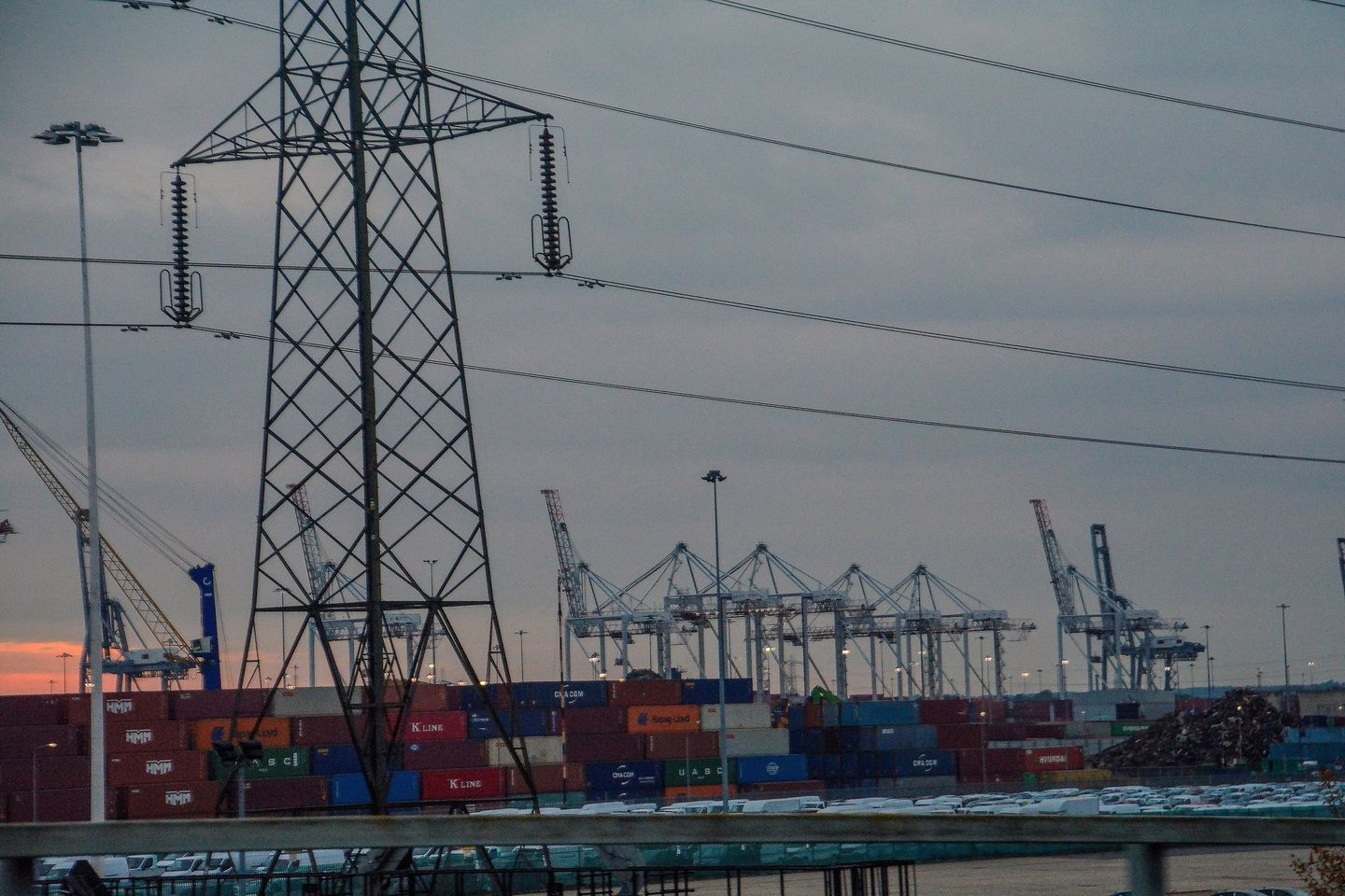 Port of Southampton at dusk